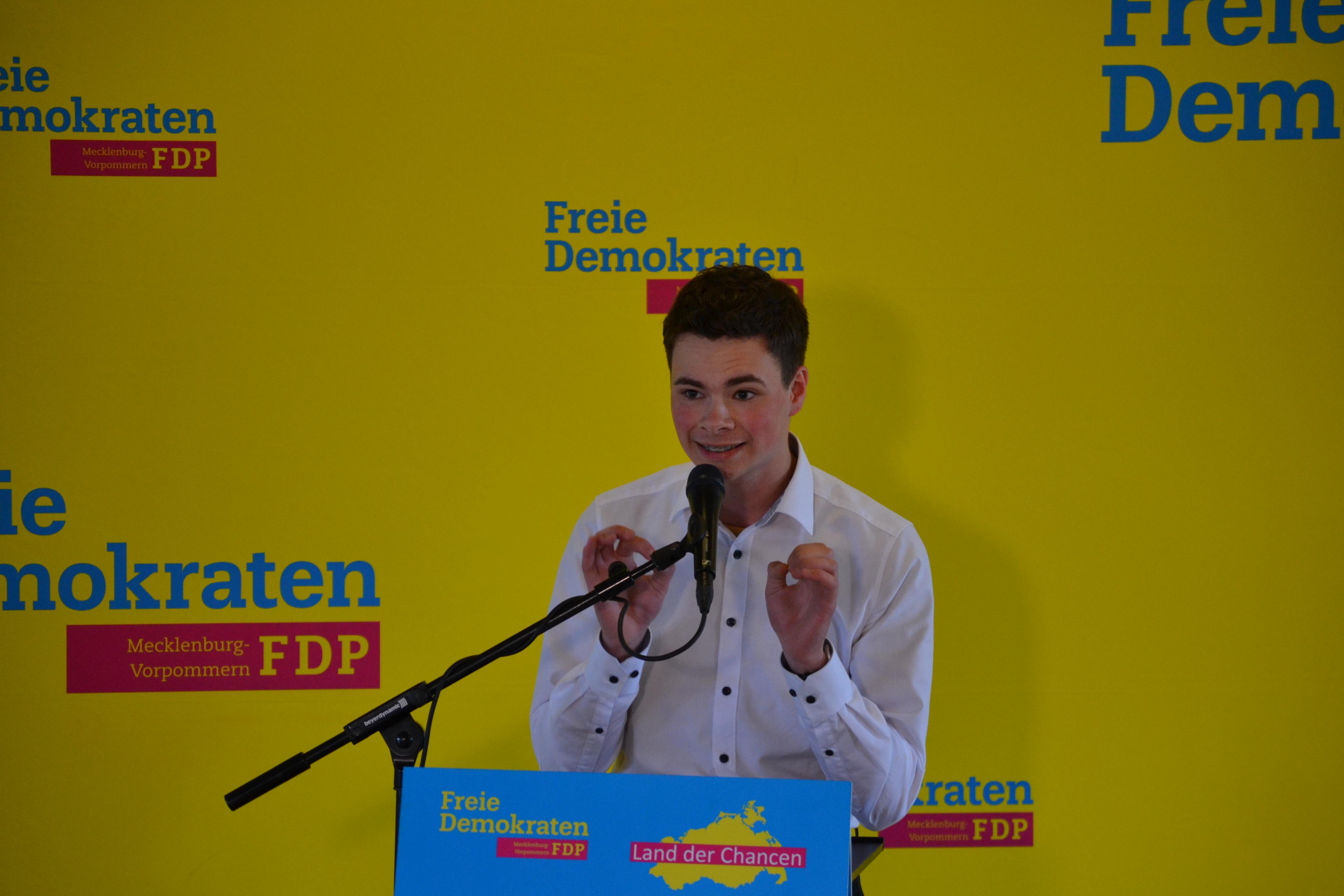 Patrick Eising in seiner Rede auf dem LPT in Wismar
